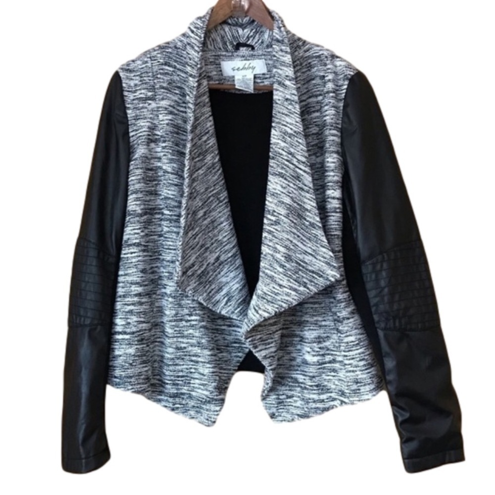 Sebby draped multi media space-dye tweed Moto jacket size small